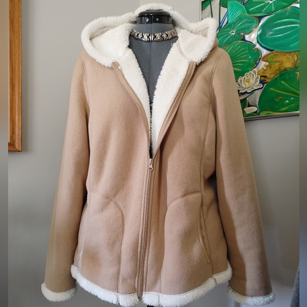 Women's Tan Sherpa-Lined Jacket by Faded Glory, 2X US (149)